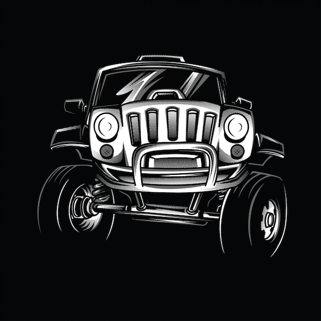 Jeep race illustrazione in bianco e nero