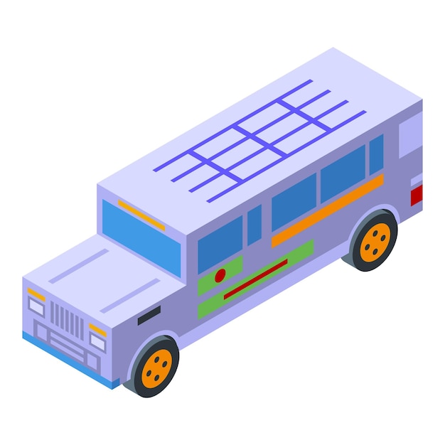 Jeepney car icon isometric vector automobile retro