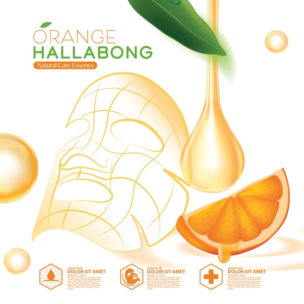 Jeju-eiland oranje hallabong natuurlijke huidverzorging cosmetische verpakking sjabloon