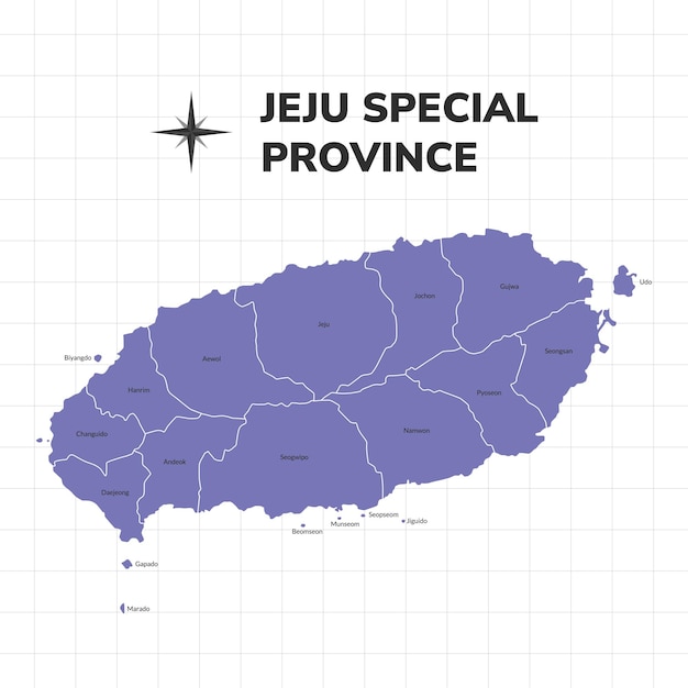 Jeju speciale provincie kaart illustratie Kaart van het eiland in Zuid-Korea