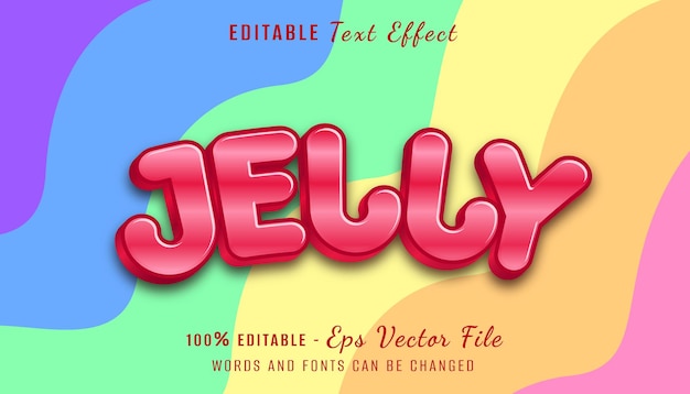 Vector jelly 3d text effect design with colorfull background