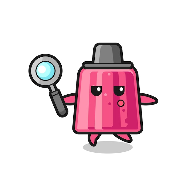 Jelly cartoon character searching with a magnifying glass