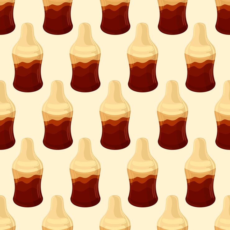 Vector jelly cola bottles vector seamless pattern gummy candies