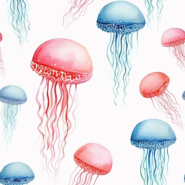 Jelly fish seamless pattern vector