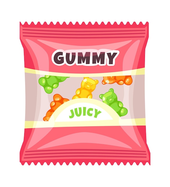 Vector jelly gum candies package