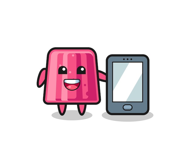 Jelly illustratie cartoon met een smartphone