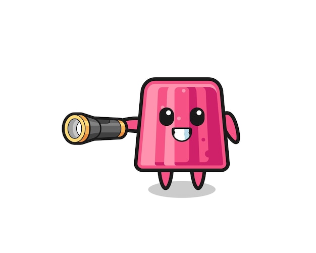 Jelly mascot holding flashlight
