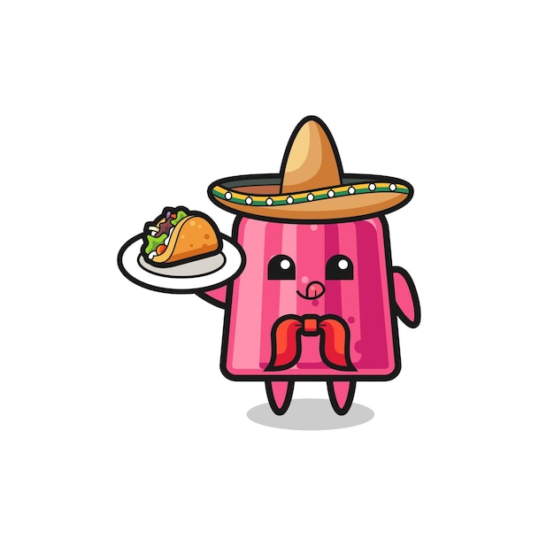 Jelly mexican chef mascotte in possesso di un taco