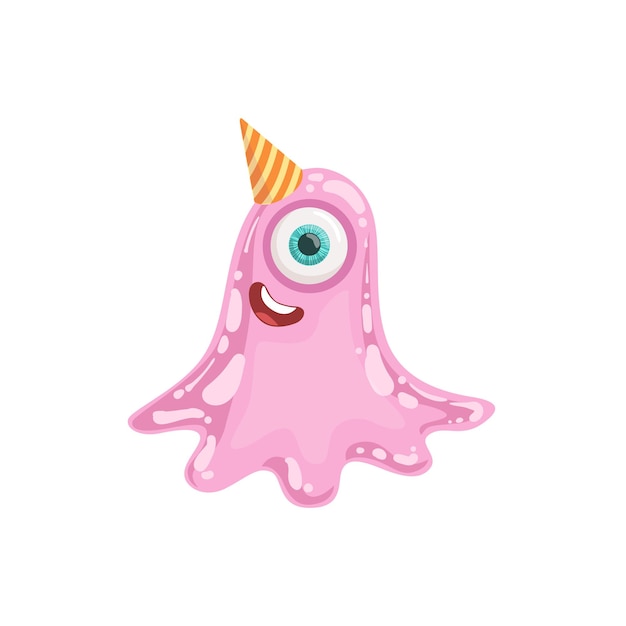 파티 모자에 젤리 핑크 친화적 인 괴물