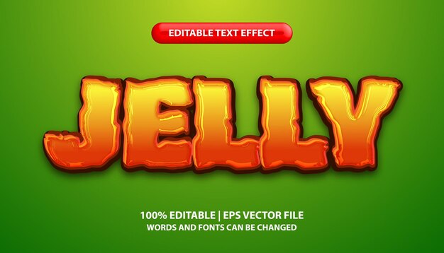 Vector jelly text effect editable text style orange and sticky effect