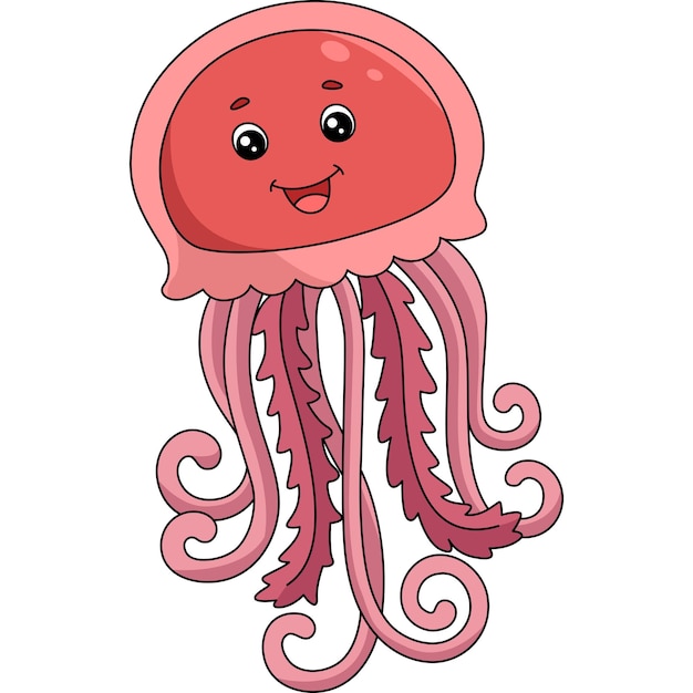 Jellyfish Cartoon Colored Clipart Illustration