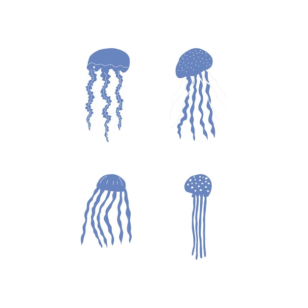 Jellyfish Character sea animal on deep background Wild life illustration Vector illustration