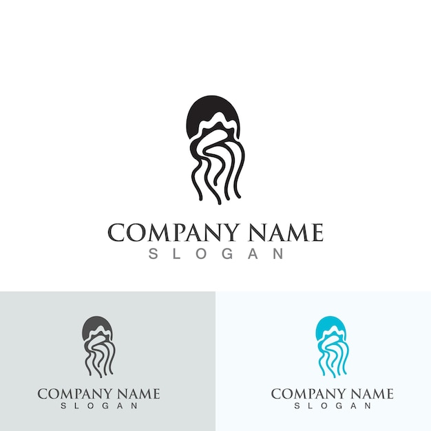 Modello di logo semplice per il design dell'illustrazione dell'icona della medusa