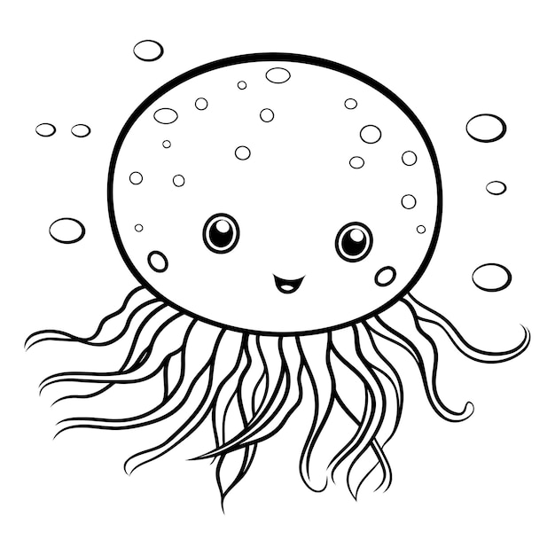 Vector jellyfish kleurboek voor kinderen vectorillustratie