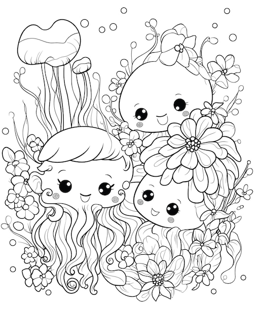 Vector jellyfish kleurpagina voor kinderen