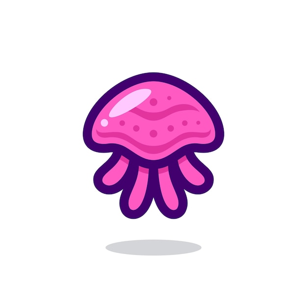 jellyfish logo cute jellyfish cartoon vector pink jelly fish mascot icon logo vector illustration