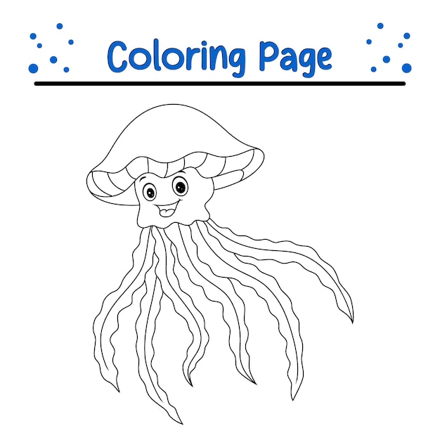 Jellyfish Sea Animal coloring page for kids