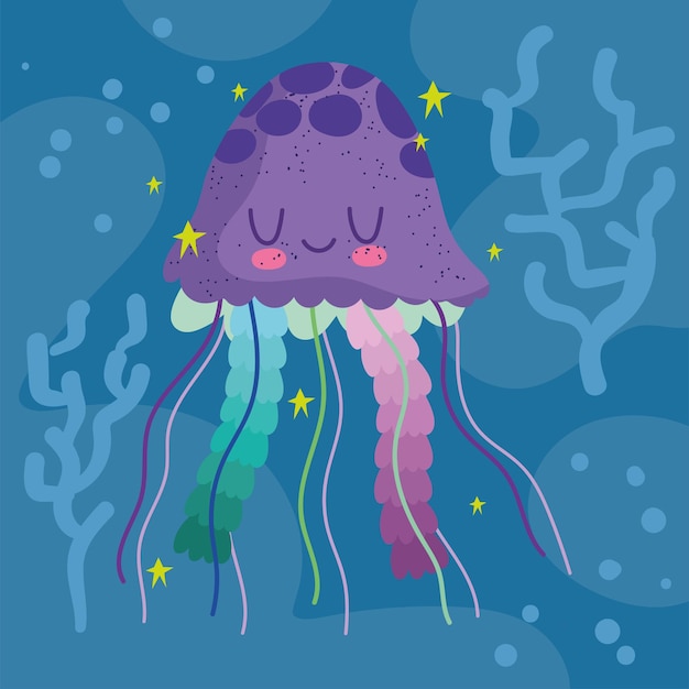 Vector jellyfish sea life