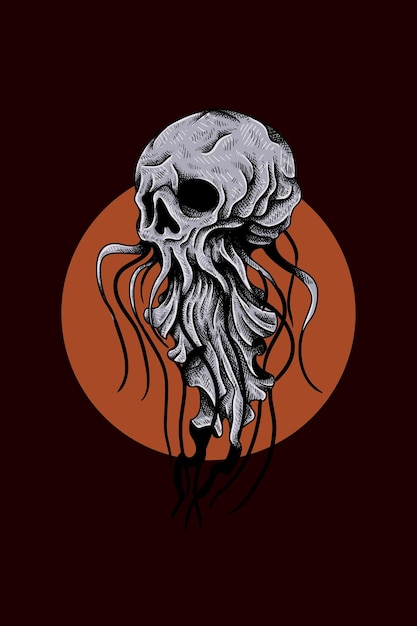 Vector jellyfish skull vector illustration