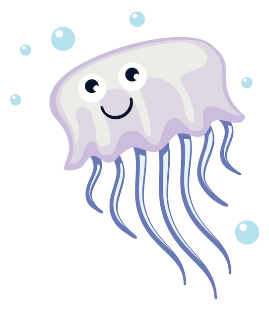 Vector jellyfish smiling underwater animal happy cartoon character