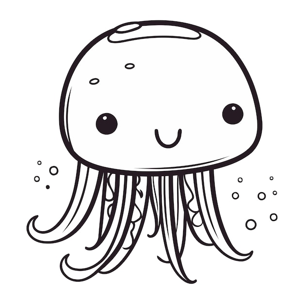 Jellyfish Vector illustration of a cute cartoon jellyfish