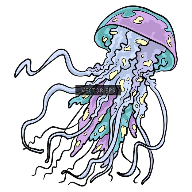 Vector jellyfish wild animal vector illustration