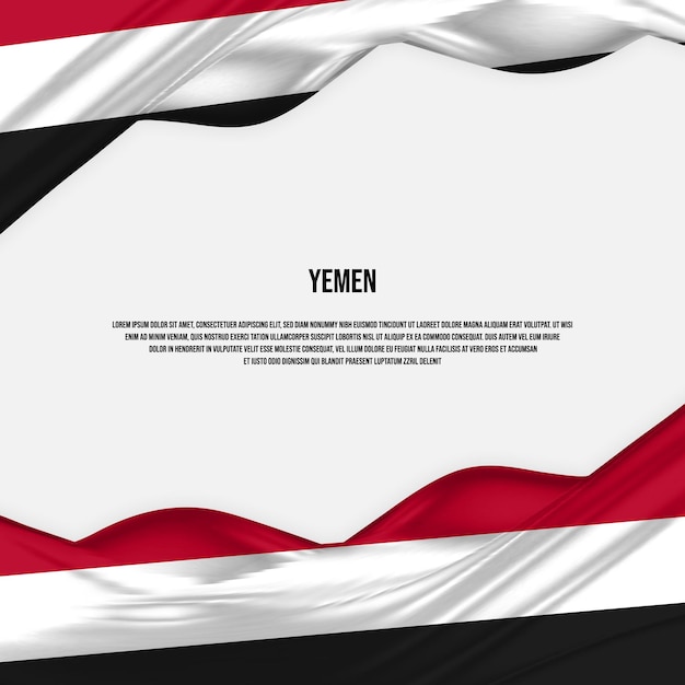 Jemen vlag ontwerp. Wapperende vlag van Jemen gemaakt van satijn of zijden stof. Vectorillustratie.