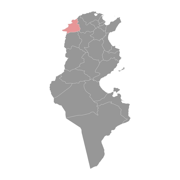 Jendouba Governorate map administrative division of Tunisia Vector illustration