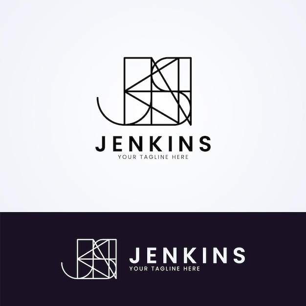 Вектор Дизайн логотипа jenkins monoline