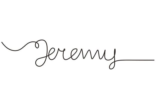 Jeremy woord Doorlopende lijntekening tekst één hand getekend minimalistisch typografie Handtekening ontwerp