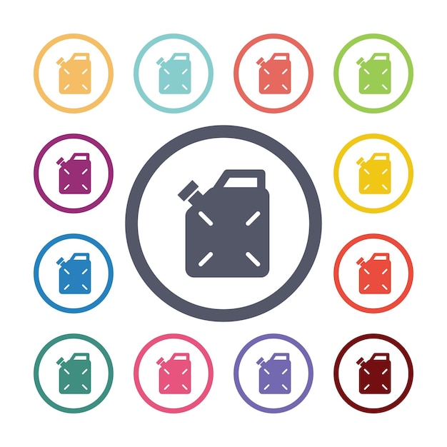 Jerrycan flat icons set