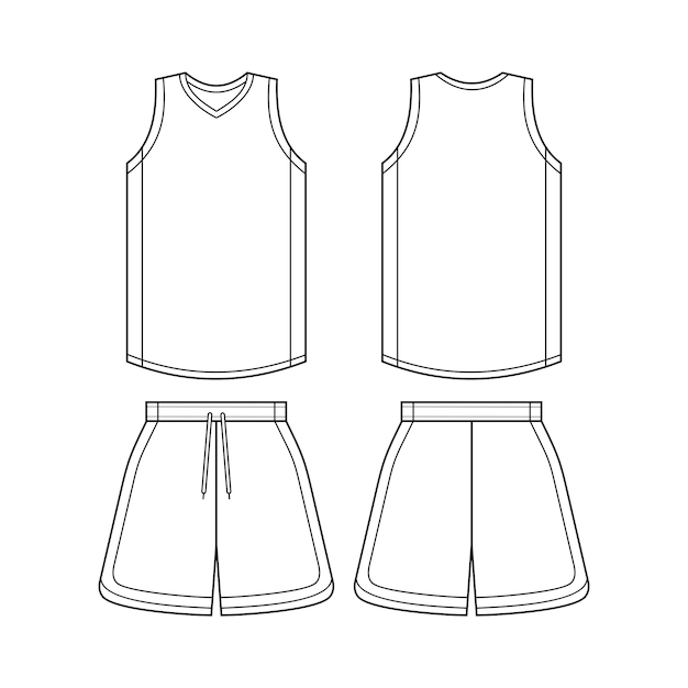 Vector jersey basketball shorts in front back view and side view vector illustration