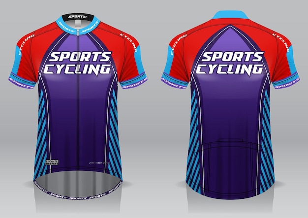 Jersey cycling front and back view sporty design 