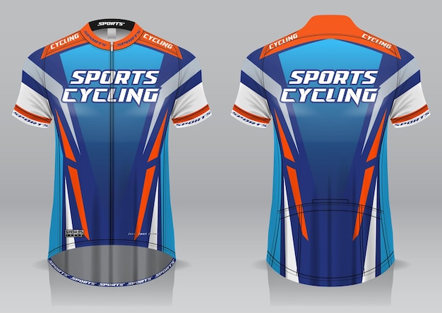 Jersey cycling front and back view sporty design 