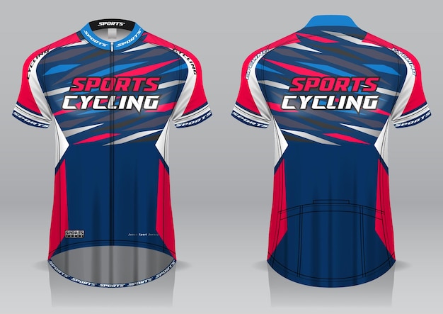 Jersey cycling front and back view sporty design  