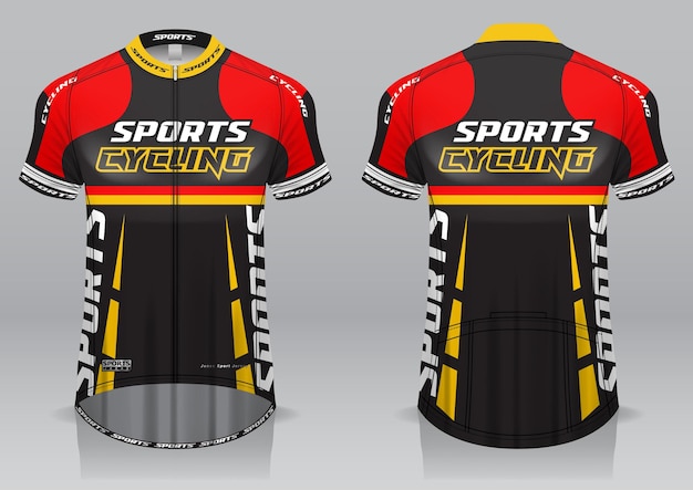 Jersey cycling, front and back view, sporty design