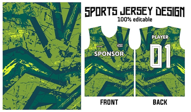 jersey design for sport uniform with abstract green pattern