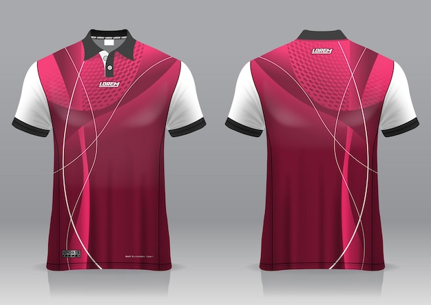 Maglia da golf, vista frontale e posteriore, dal design sportivo e pronta per essere stampata su tessuto e texlite