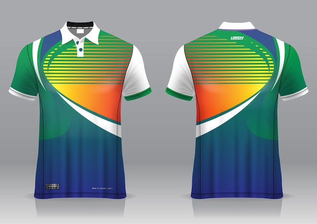 Jersey golf, voor- en achteraanzicht, sportief design en klaar om bedrukt te worden op stof en texlite