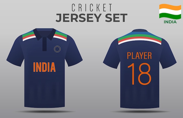 Vector jersey for india cricket team front and back view