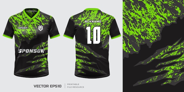 Jersey mockup template t shirt design Abstract green grunge pattern design