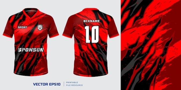 Jersey mockup template t shirt design Abstract red pattern design for jersey soccer football kit