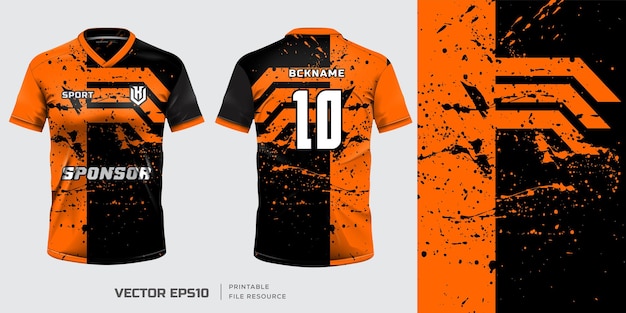 Jersey mockup template t shirt design Orange grunge design for jersey soccer football kit