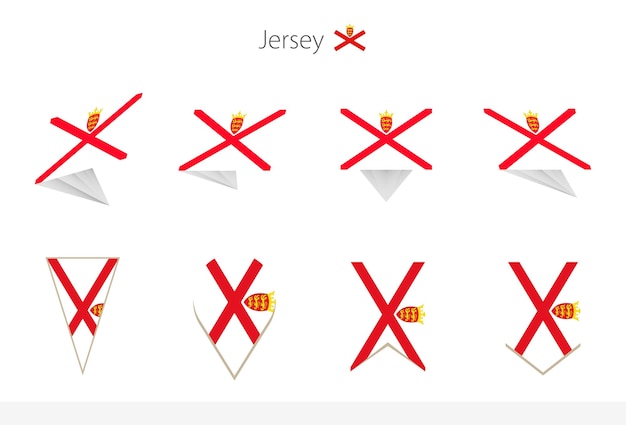 Jersey nationale vlagcollectie acht versies van Jersey vectorvlaggen