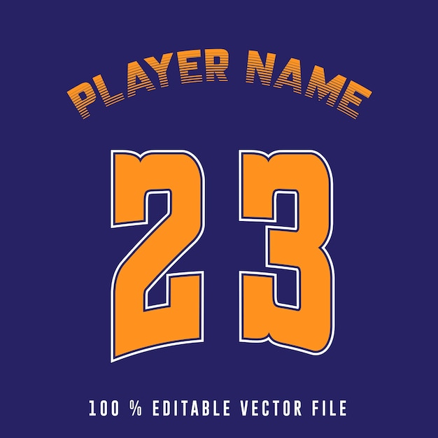 Jersey number basketball team name printable text effect editable vector