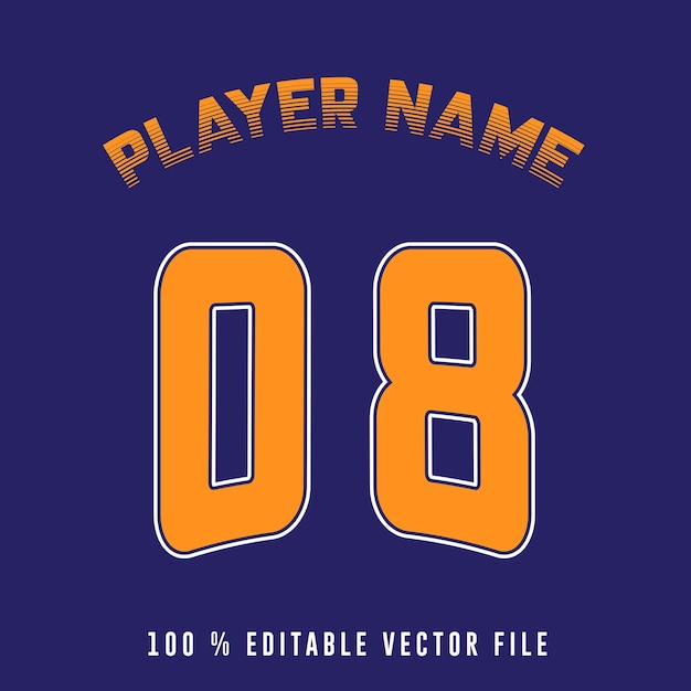 Jersey number basketball team name printable text effect editable vector