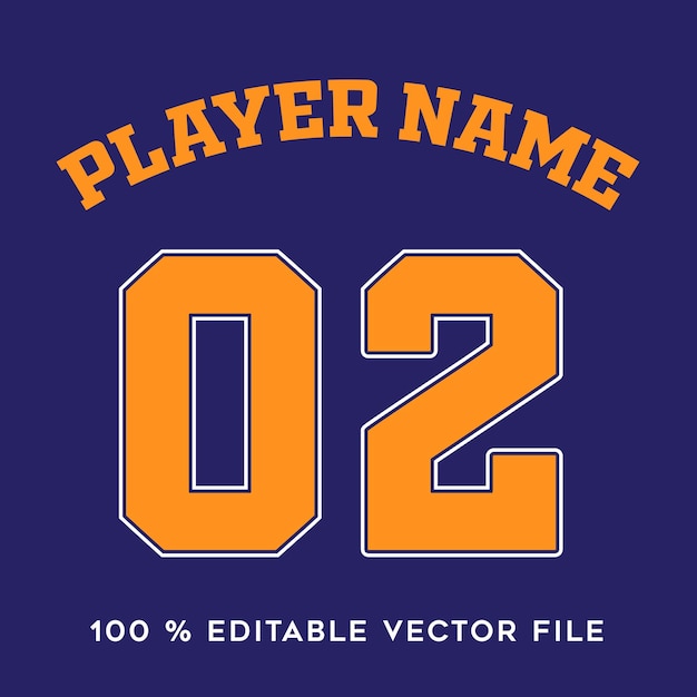 Numero di maglia nome della squadra di basket stampabile effetto testo modificabile vettore.