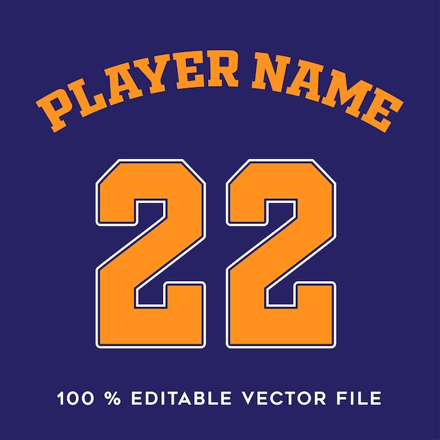 저지 번호 농구 팀 이름 인쇄 가능한 텍스트 효과 편집 가능한 벡터입니다.