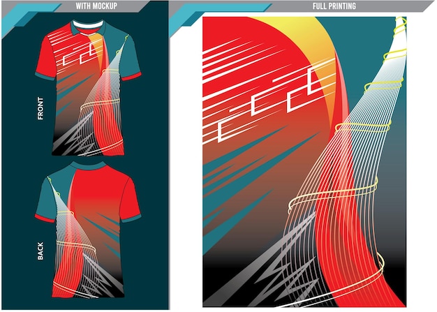 Vector jersey ontwerp sublimatie t-shirt rood en turquoise patroonontwerp voor motorcross voetbalraces
