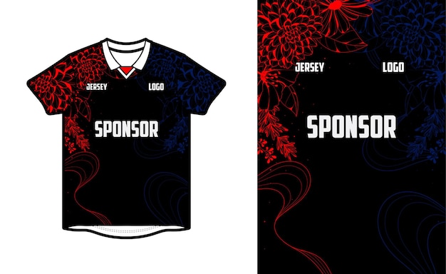 Vector jersey for soccer with floral abstract